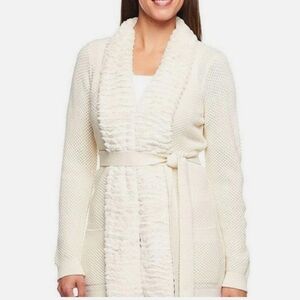 Dennis By Dennis Basso Cream Knit Cardigan with Belt Sz 2X